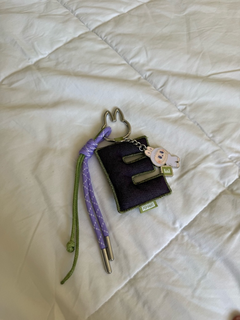 Kids Purple & Green Letter E Keychain Charm by Pompom